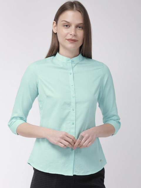 

Park Avenue Women Sea Green Solid Slim Fit Formal Shirt