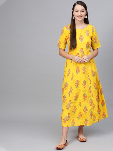 

AASI - HOUSE OF NAYO Women Yellow & Orange Printed Maxi Dress