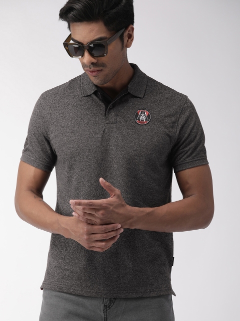 

Indian Terrain Men Grey Melange Solid Polo Collar T-shirt