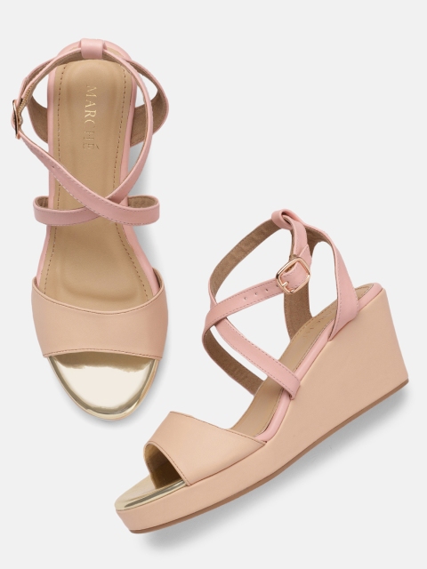 

MARCHE Women Peach-Coloured Solid Sandals