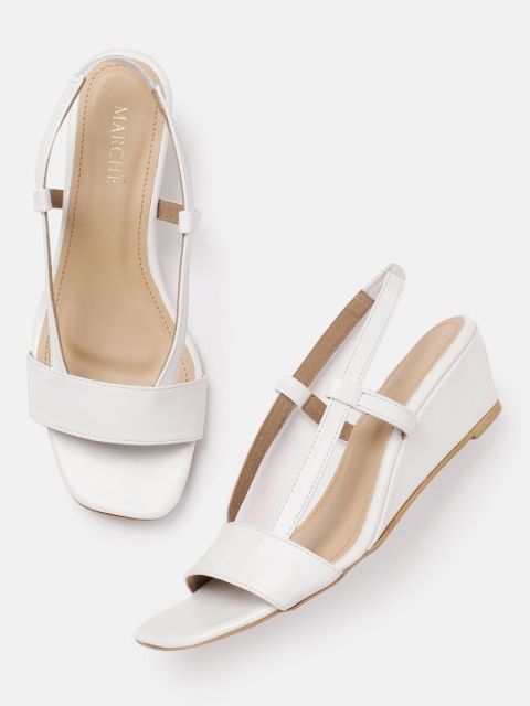 

MARCHE Women White Solid Sandals
