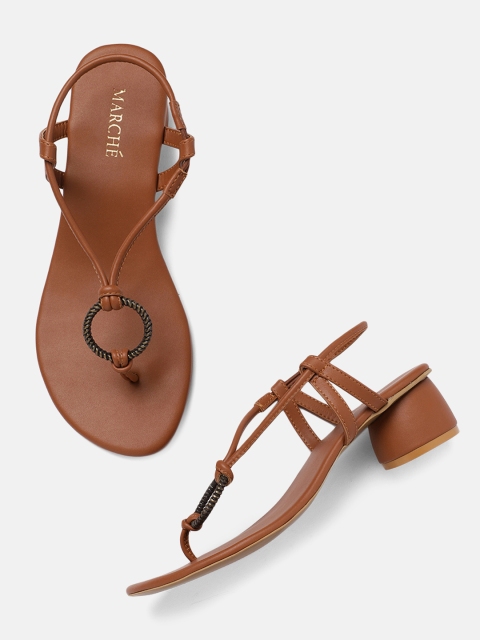 

MARCHE Women Tan Brown Solid Open Toe Heels