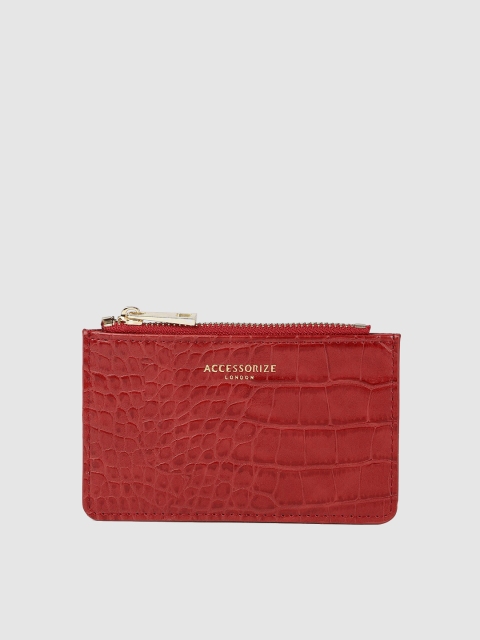 

Accessorize Women Red Textured Card Holder