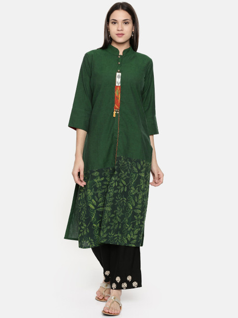 

araaliya Women Green Floral Printed Straight Kurta