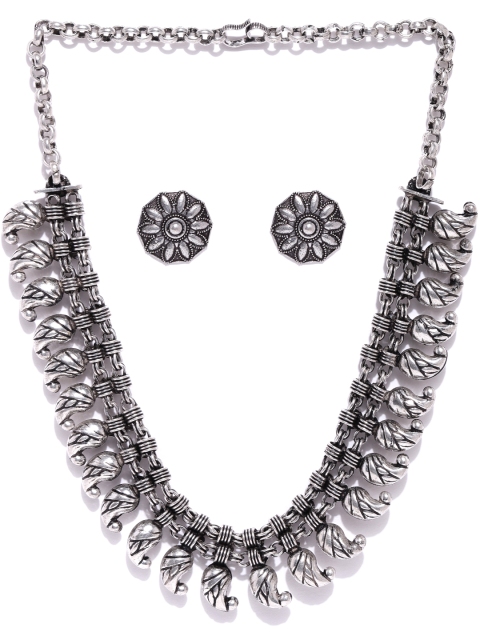 

FIROZA Oxidised German Silver Textured Jewellery Set