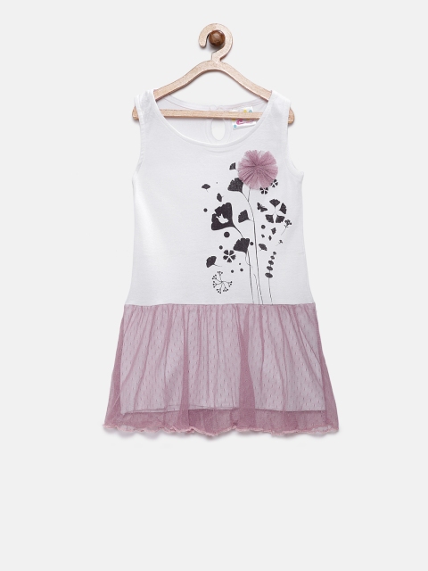 

Eimoie Girls White Floral Printed A-Line Dress