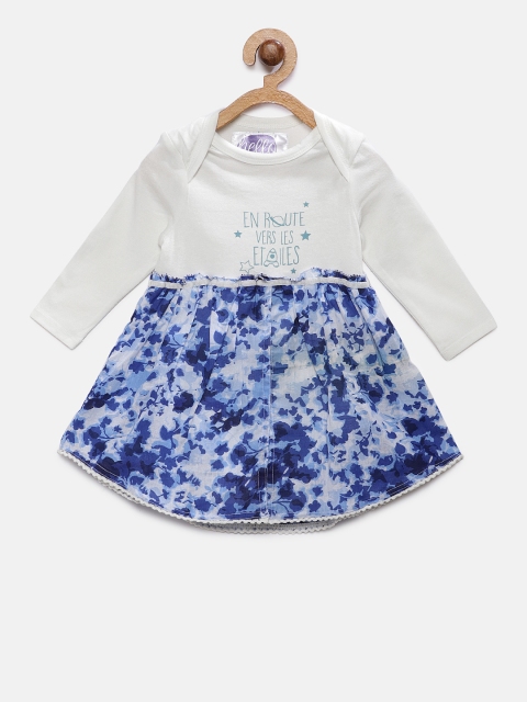 

Eimoie Girls Off-White Printed Fit and Flare Dress