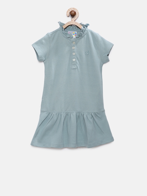 

Eimoie Girls Sea Green Solid T-shirt Dress