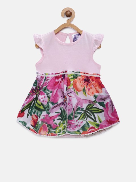 

Eimoie Girls Pink Floral Print Fit and Flare Dress