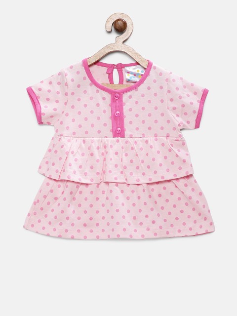 

Eimoie Girls Pink Polka Dot Printed Fit and Flare Dress