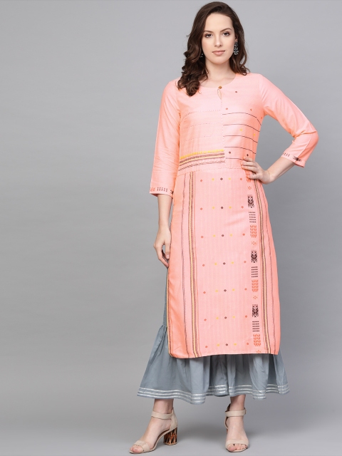 

ANAISA Women Pink Printed Kurta with Sharara