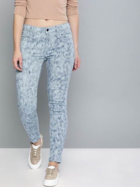 

Kook N Keech Marvel Women Blue Self Design Skinny Fit Mid-Rise Stretchable Jeans