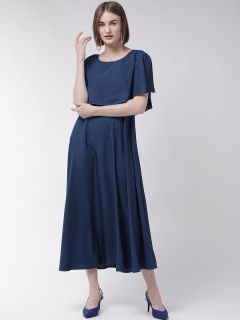 

U&F Women Navy Blue Solid Maxi Dress