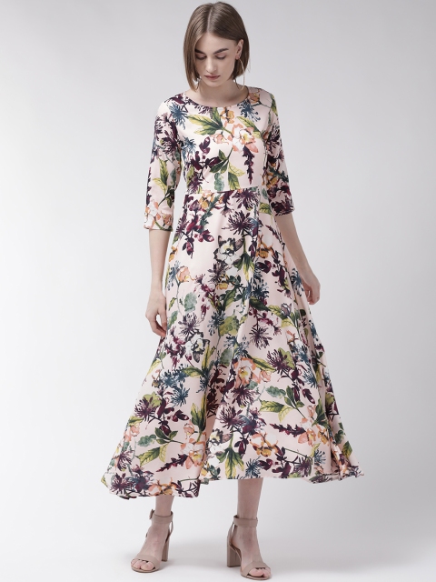 

U&F Women Pink & Purple Leaf Print Maxi Dress
