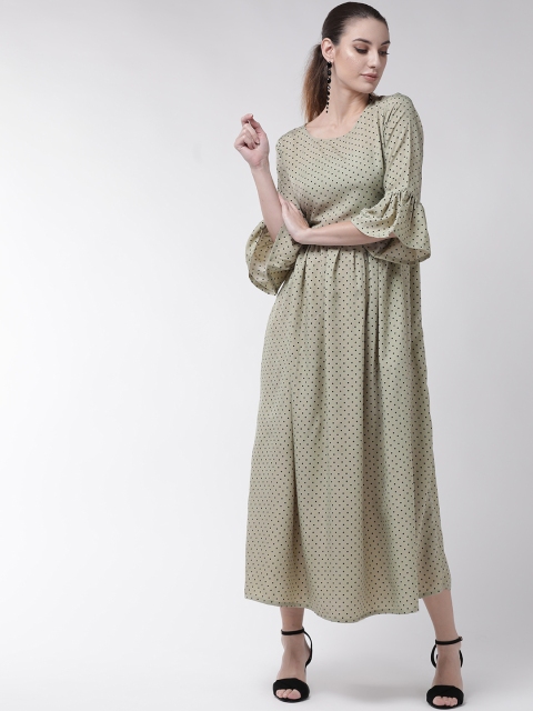 

U&F Women Green & Black Polka Dots Print Maxi Dress