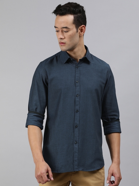 

Lee Cooper Men Navy Blue Regular Fit Solid Casual Shirt