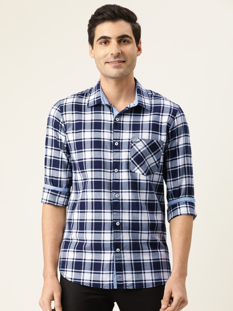 

Lee Cooper Men Navy Blue & White Regular Fit Checked Casual Shirt