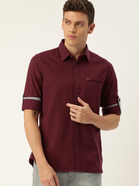 

Lee Cooper Men Maroon Regular Fit Solid Casual Shirt