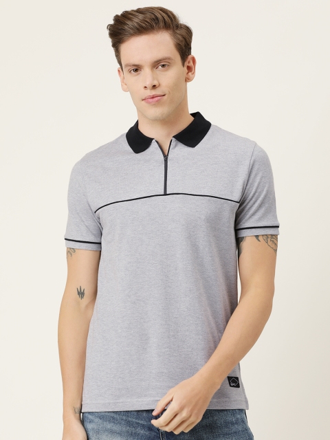 

Lee Cooper Men Grey Solid Polo Collar T-shirt