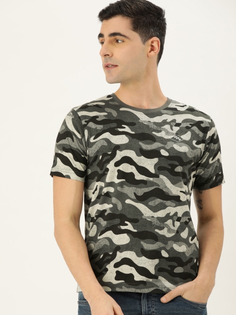

Lee Cooper Men Grey Camouflage Printed Round Neck Pure Cotton T-shirt
