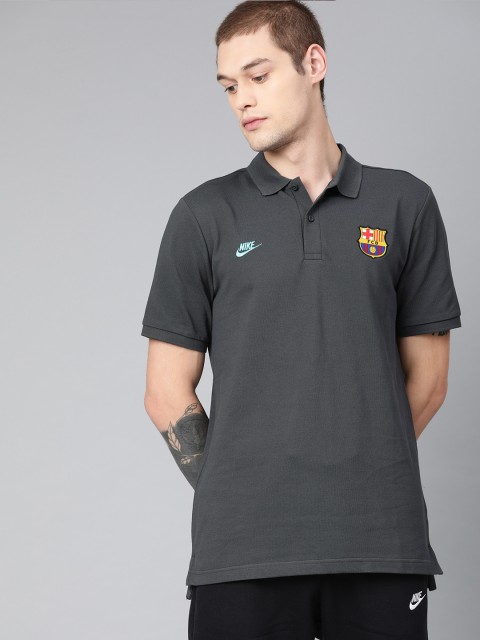 

Nike Men Grey Solid Polo Collar T-shirt