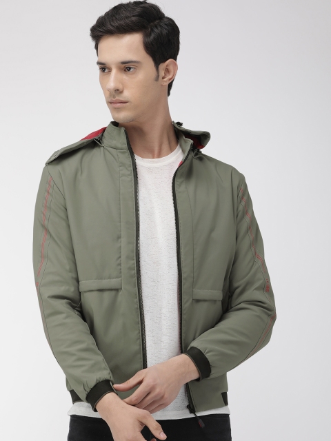 

Fort Collins Men Green Solid Bomber Jacket