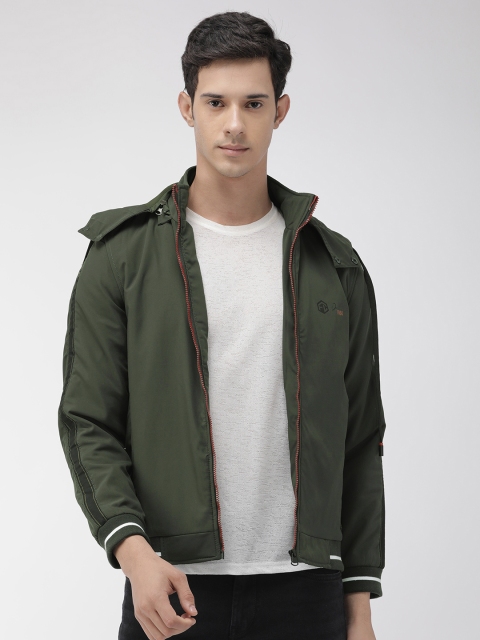 

Fort Collins Men Olive Green Solid Bomber Jacket