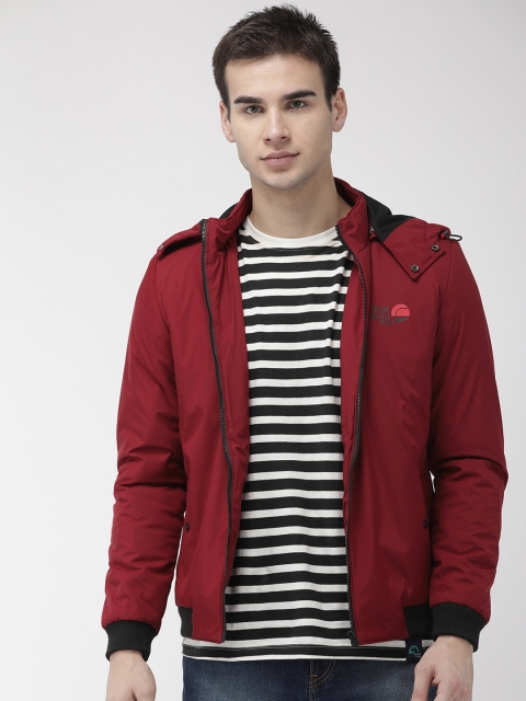 

Fort Collins Men Maroon Solid Bomber Jacket