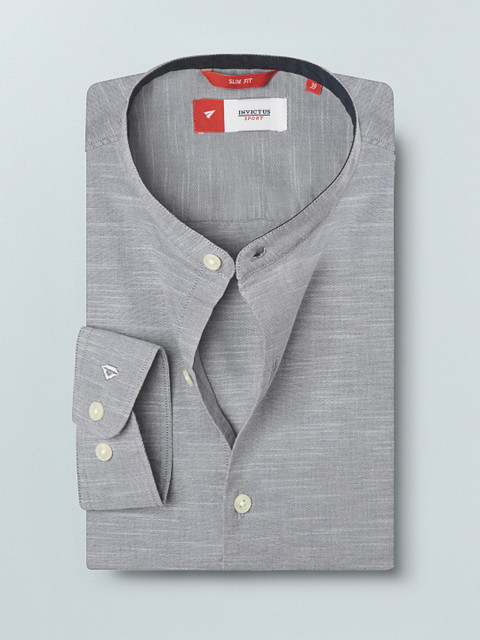 

INVICTUS Men Grey Slim Fit Solid Semiformal Shirt