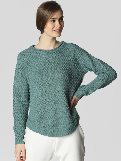 

Vero Moda Women Sea Green Solid Pullover Sweater