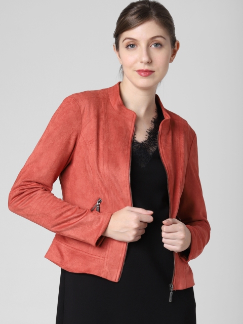 

Vero Moda Women Rust Red Solid Biker Jacket