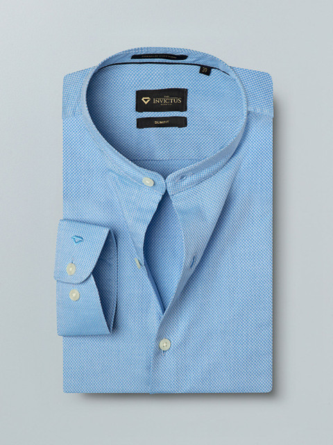 

INVICTUS Men Blue Slim Fit Self Design Formal Shirt