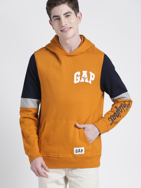 

GAP Men's Logo Colorblock Pullover Hoodie, Mustard