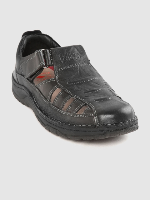 

Lee Cooper Men Black Leather Shoe-Style Sandals