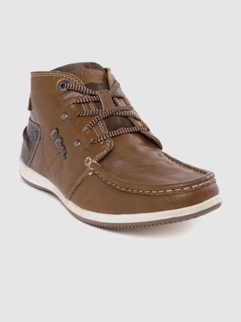 

Lee Cooper Men Brown Solid Leather Mid-Top Derbys