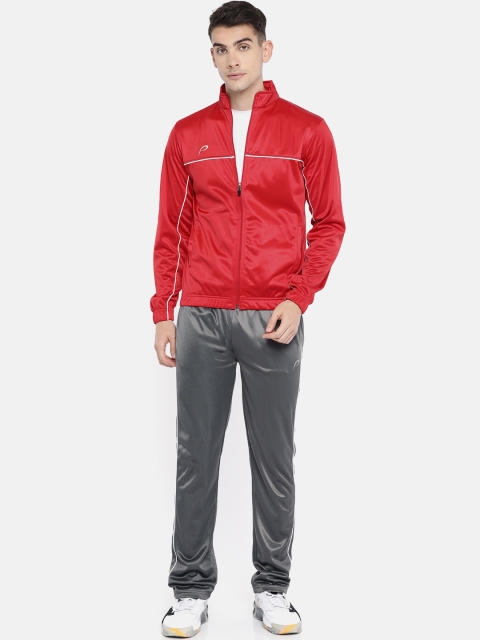

Proline Active Men Red & Grey Solid Straight-Fit Tracksuit