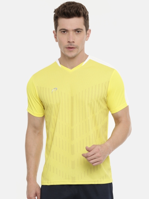 

Proline Active Men Yellow Printed Pro-Dry V-Neck T-shirt
