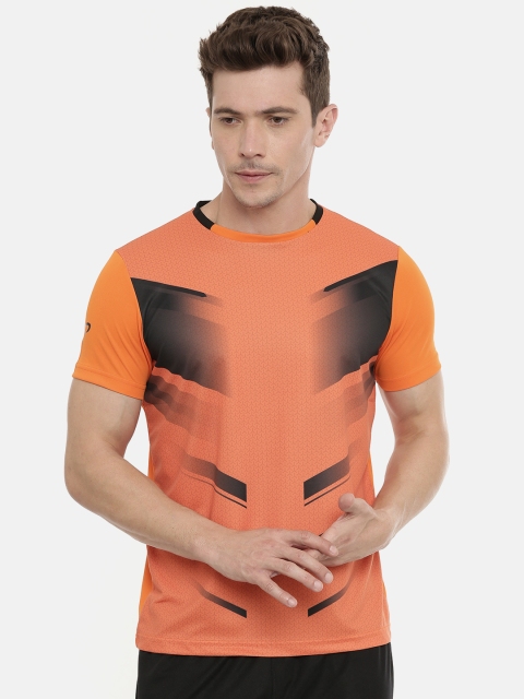 

Proline Active Men Orange & Black Printed Pro-Dry Round Neck T-shirt