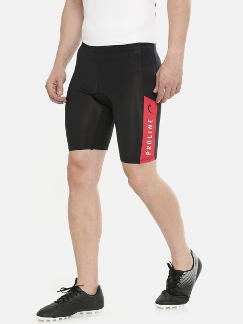 

Proline Active Men Black Slim Fit Solid Pro-Dry Sports Cycling Shorts