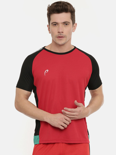

Proline Active Men Red Solid Round Neck Comfort Fit ProDry Technology T-shirt
