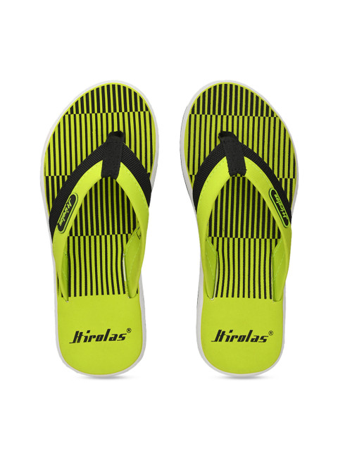 

HIROLAS Men Green & Black Solid Thong Flip-Flops