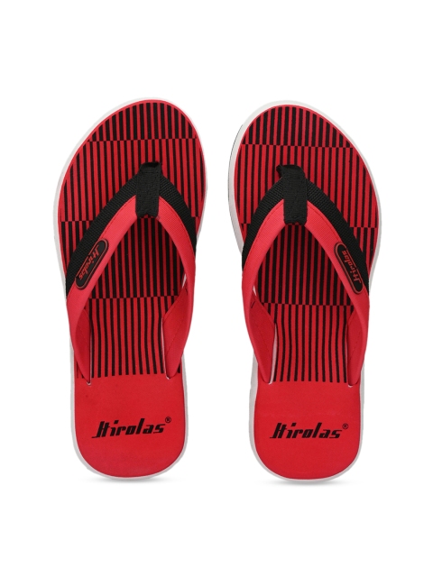 

HIROLAS Men Red & Black Solid Thong Flip-Flops
