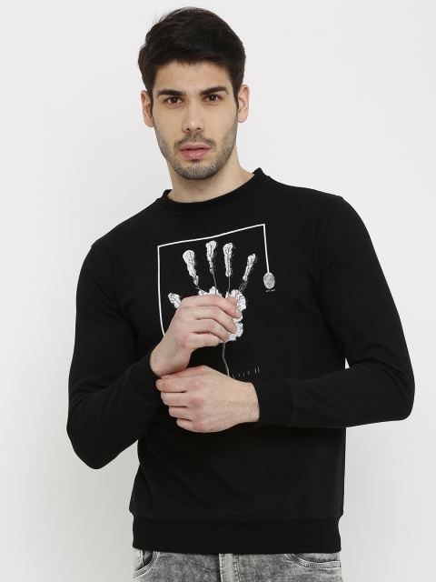 

Rex Straut Jeans Men Black Printed Sweatshirt