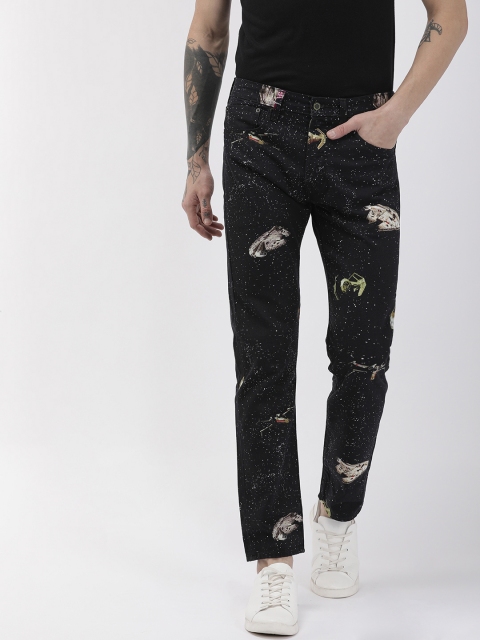 

Levis Men Black Star Wars 501 Slim Tapered Fit Mid-Rise Clean Look Jeans
