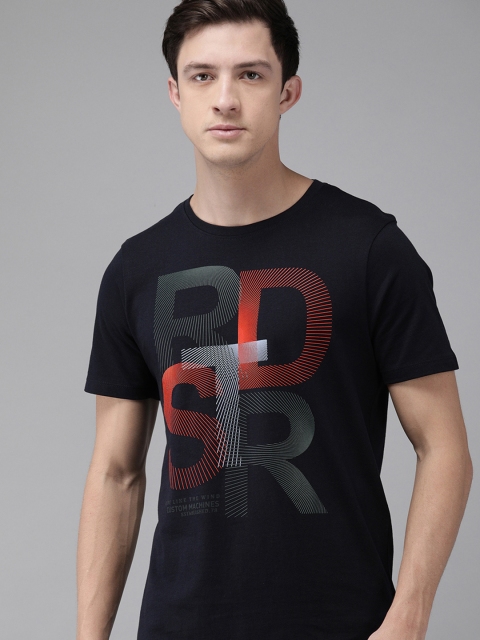 

Roadster Men Navy Blue Brand Carrier Printed Round Neck T-shirt