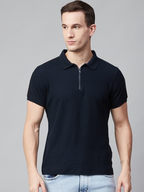 

The Roadster Lifestyle Co Men Navy Blue Solid Polo Collar T-shirt