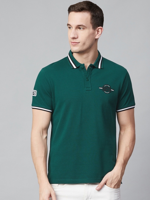 

Roadster Men Green Solid Polo Collar T-shirt