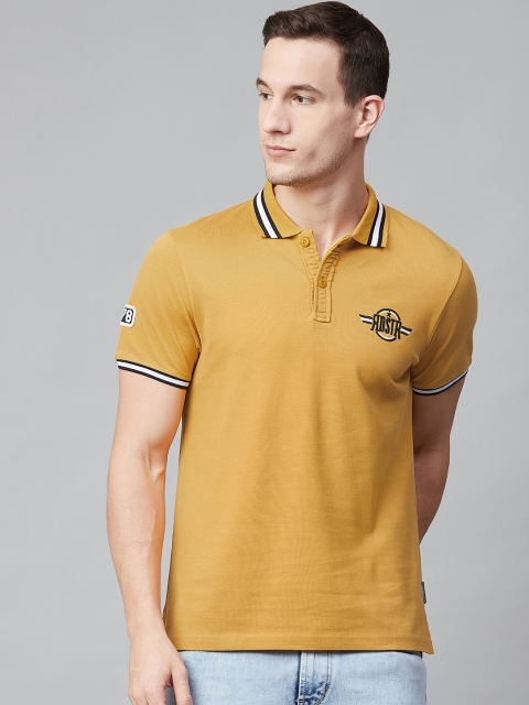 

Roadster Men Mustard Yellow Solid Polo Collar T-shirt