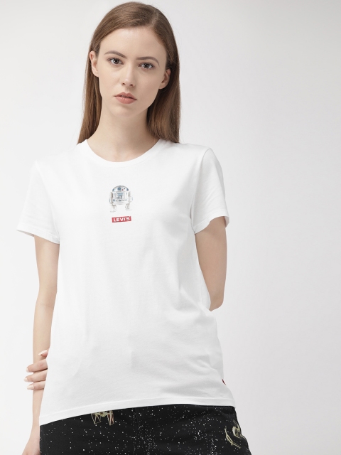 

Levis Women White Graphic Printed Star Wars Round Neck T-shirt