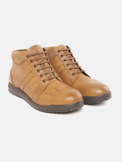 

Royal Enfield Men Brown Solid Leather Mid-Top Flat Boots